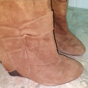 Paris Hilton suede wedge heel booties